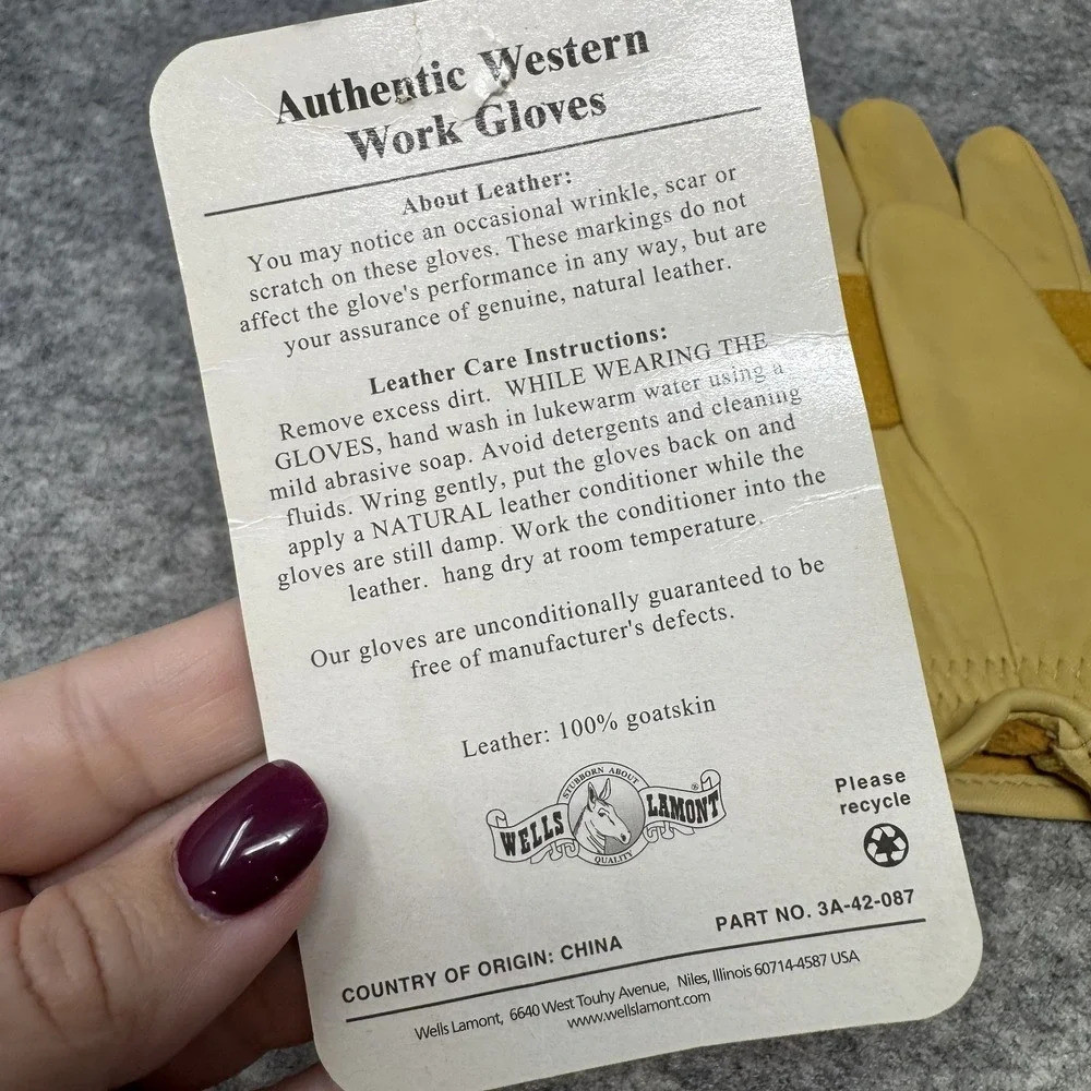 Vintage‎ Wells Lamont Goatskin Leather Worker Driver Gloves 1178L Medium Western